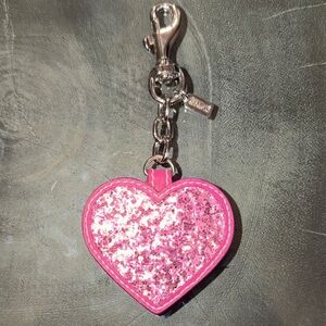 Vintage Coach Pink Glitter Heart Bag Charm